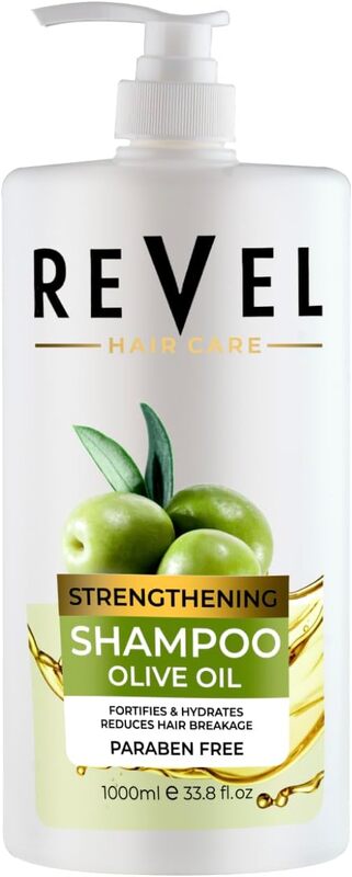 Revel Hair Care Olive Oil Strengthening Shampoo 1000ml, Reduces Hairs breakage, Fortifies & Hydrate, For Men & Women, Shampoos, Parabens Free, sulfates Free, For All Hair Types